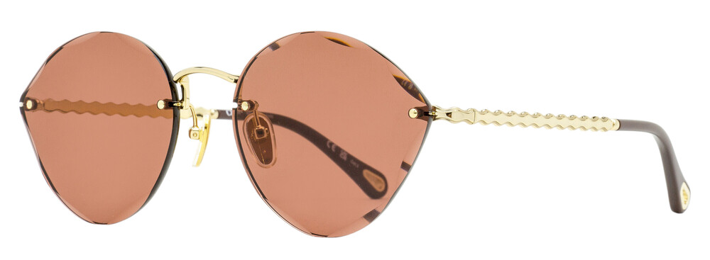 Chloe Beveled Rimless Sunglasses CH0253S 002 Gold/Brown 58mm